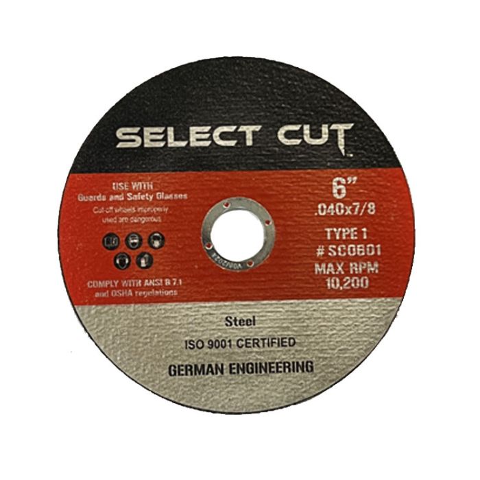 6” X .040 X ⅞” CUT-OFF WHEEL, RPM: 10,200