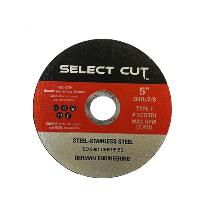 5” X .040 X ⅞” CUT-OFF WHEEL, RPM:12,200